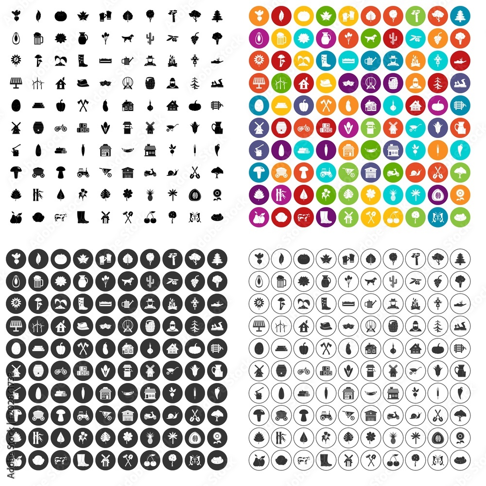 100 plantation icons set vector in 4 variant for any web design isolated on white 100 plantation icons set vector in 4 variant for any web design isolated on white