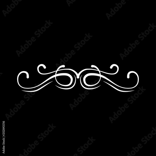 Calligraphy swirl. Page decoration. Ornate scroll filigree element. Swash. Vector.