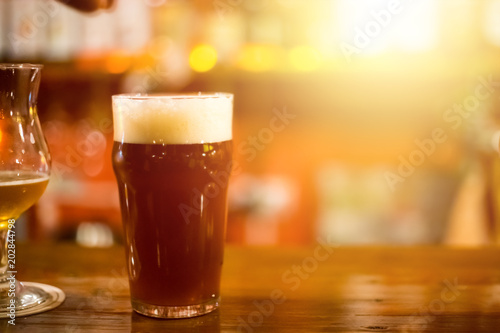 Draft beer on bar