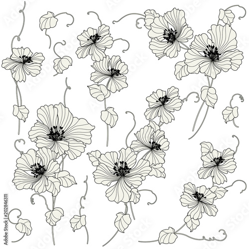 Naklejka Ilustracja japoński kwiat,