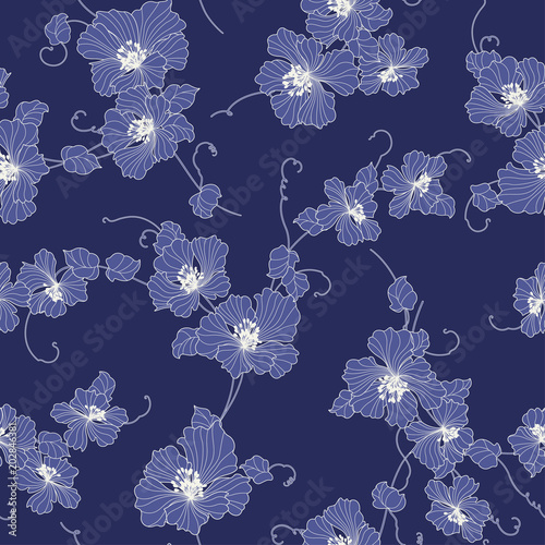 日本的な花の柄,