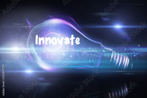 innovate against glowing light bulb