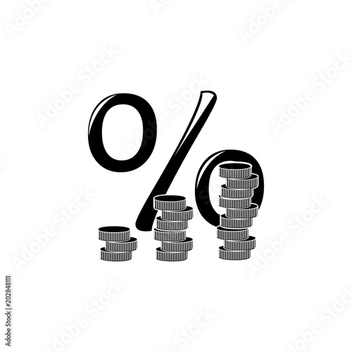percent sign and penny icon. Element of finance illustration. Premium quality graphic design icon. Signs and symbols collection icon for websites, web design, mobile app