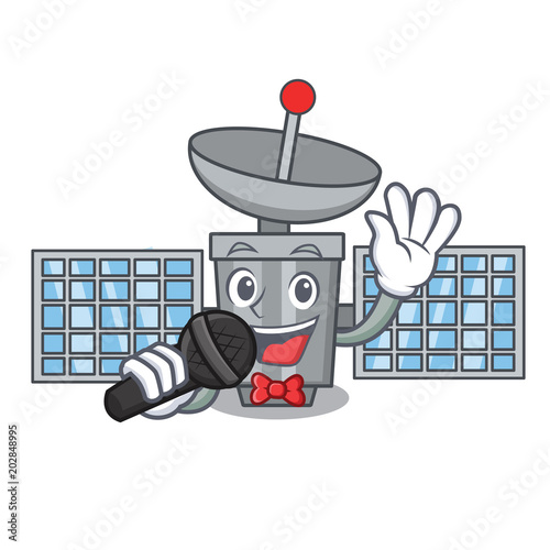 Singing satelite mascot cartoon style photo