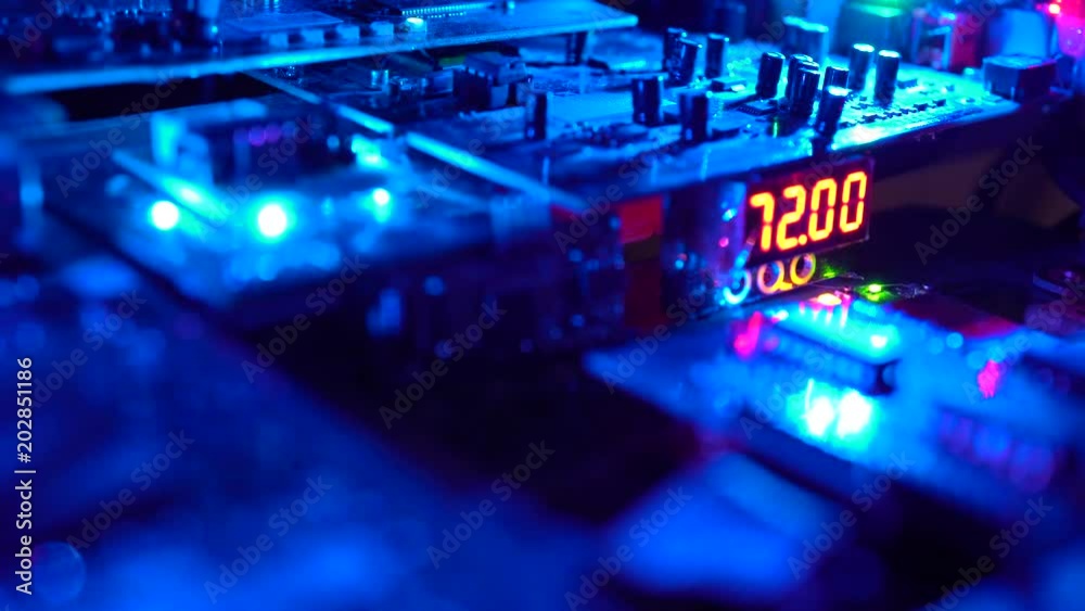 Computer Printed Circuit Board Flyover with lights and movement .6 Computer Printed Circuit Board Flyover with lights and movement .6