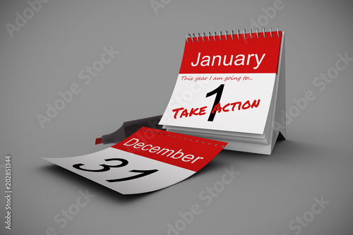 Composite image of new years resolutions on january calendar
