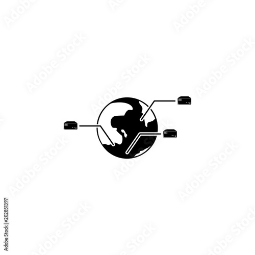 shipping boxes on the planet illustration. Element of a logistic for mobile concept and web apps. Detailed illustration of shipping boxes on the planet can be used for web
