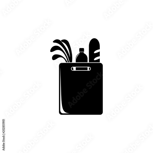 paper bag with products illustration. Element of shop and shopping for mobile concept and web apps. Detailed paper bag with products illustration can be used for web and mobile