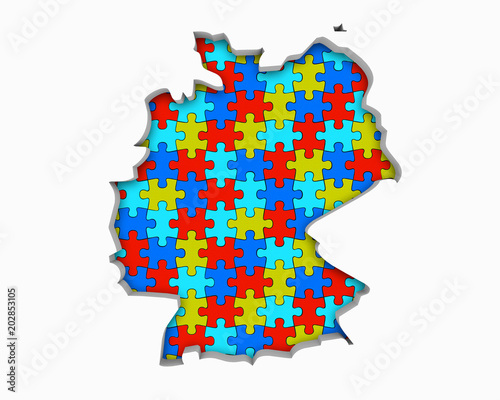 Germany DE Puzzle Pieces Map Working Together 3d Illustration photo