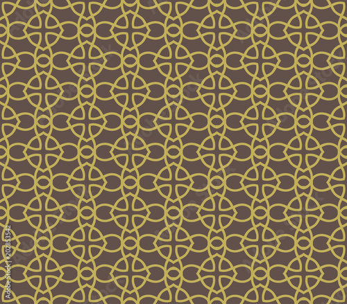 Seamless linear pattern with crossing curved lines and scrolls ornament background.