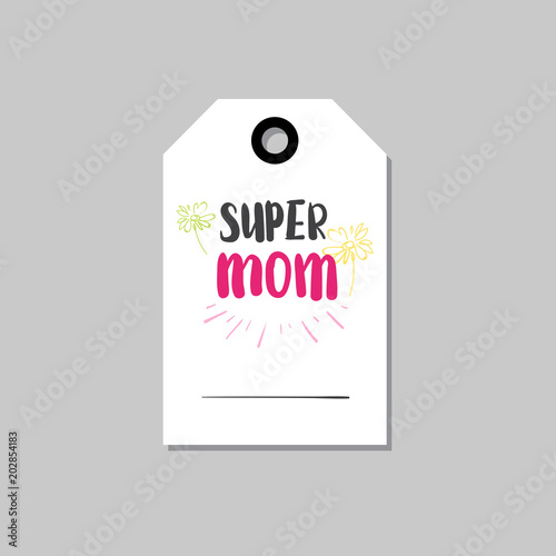 Mothers Day Card For Spring Mom Holiday With Hand Drawn Lettering Template Isolated Vector Illustration