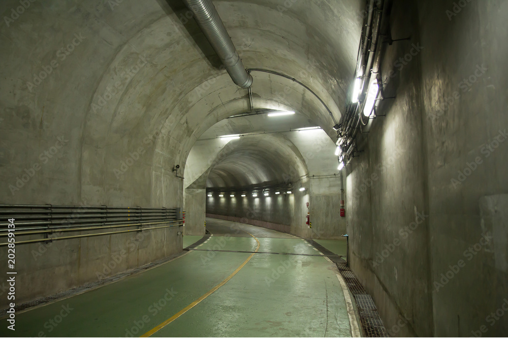 Tunnel for cars running into water power plants.