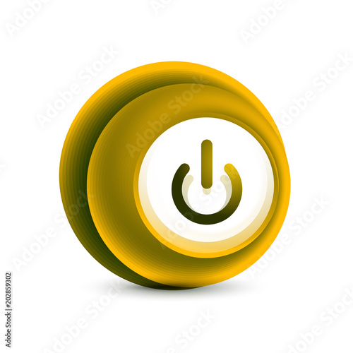 Glass transparent effect power start button, on off icon, vector UI or app symbol design