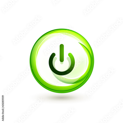 Glass transparent effect power start button, on off icon, vector UI or app symbol design