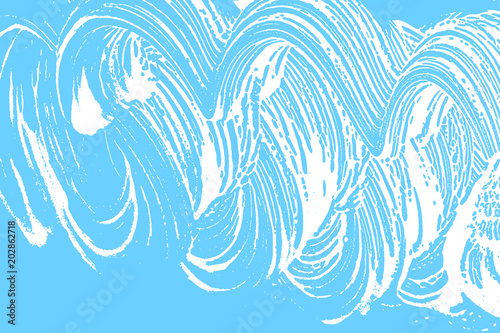 Natural soap texture. Admirable light blue foam trace background. Artistic mesmeric soap suds. Cleanliness, cleanness, purity concept. Vector illustration.
