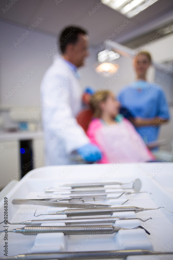 Fotografie Various dental tools kept in tray