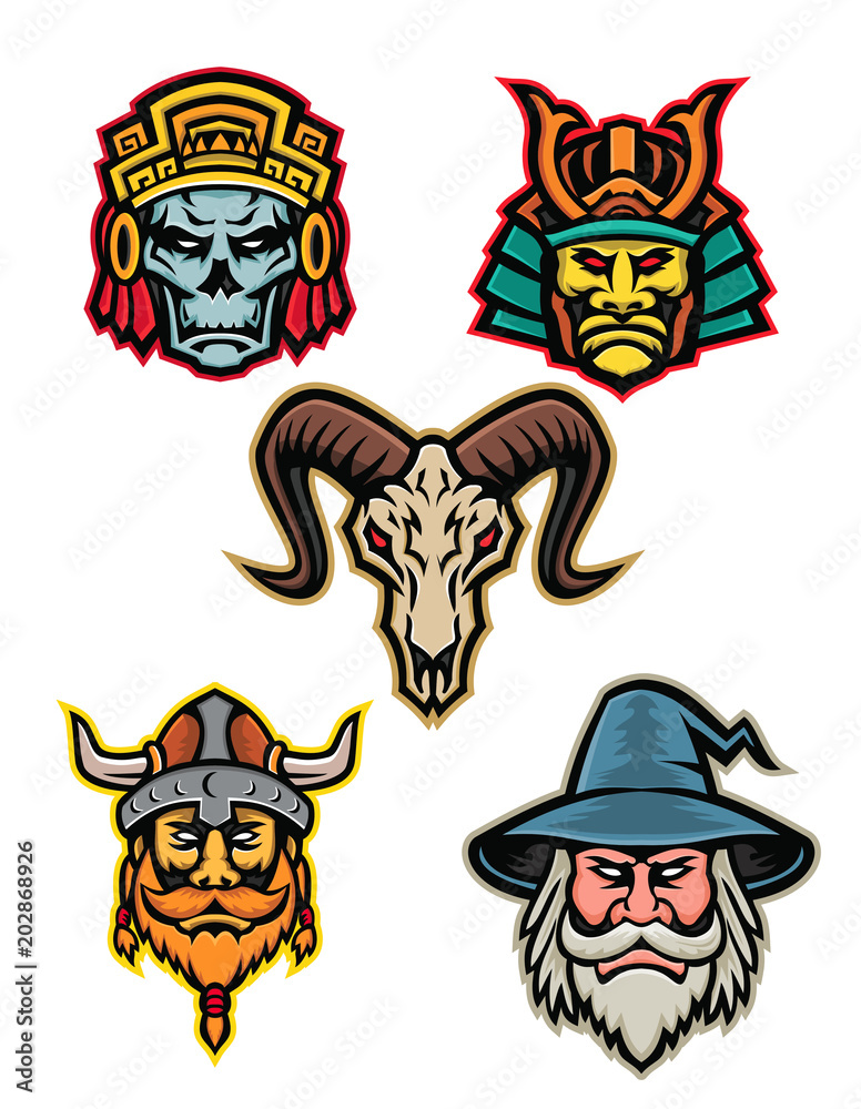 Warrior Wizard and Skull Mascot Collection