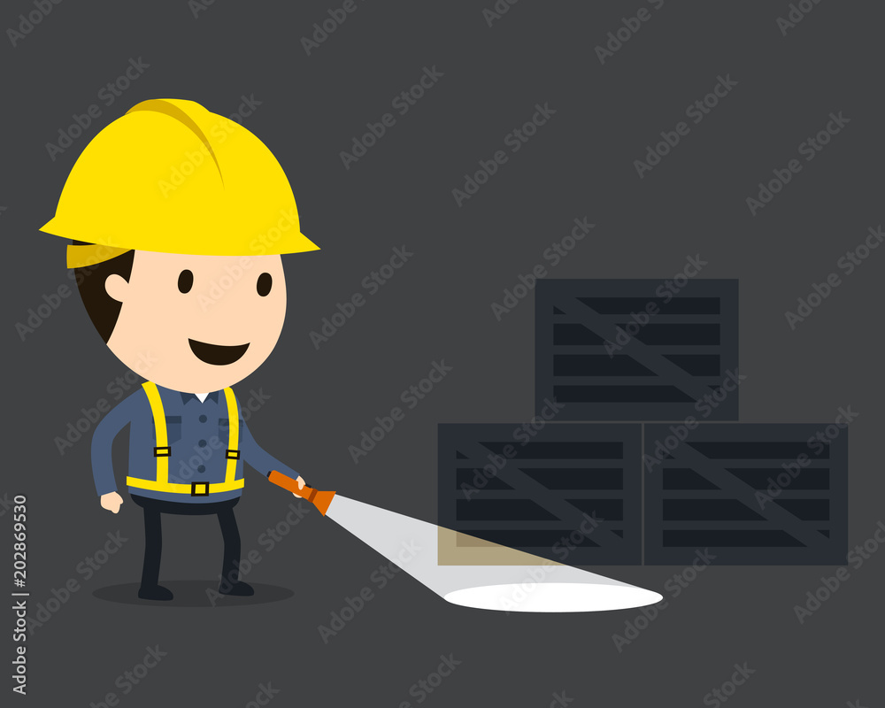 Switch on the light, Vector illustration, Safety and accident, Industrial safety cartoon Switch on the light, Vector illustration, Safety and accident, Industrial safety cartoon