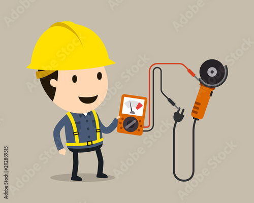 Electric shock, Vector illustration, Safety and accident, Industrial safety cartoon