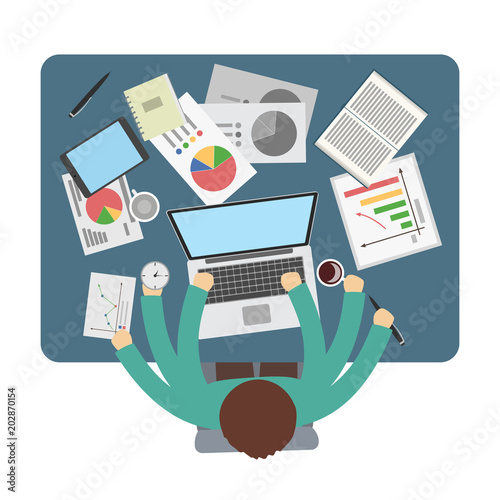 Businessman with many hands.