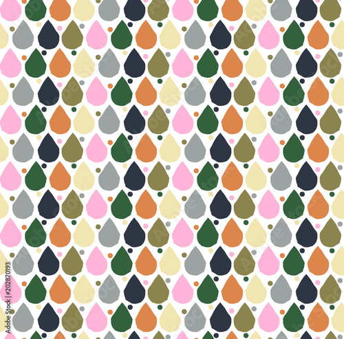 Ornamental seamless pattern with abstract form, geometry shapes, dot, flowers. The image is made in the style of hand-made.It is good minimal pattern for textile style.