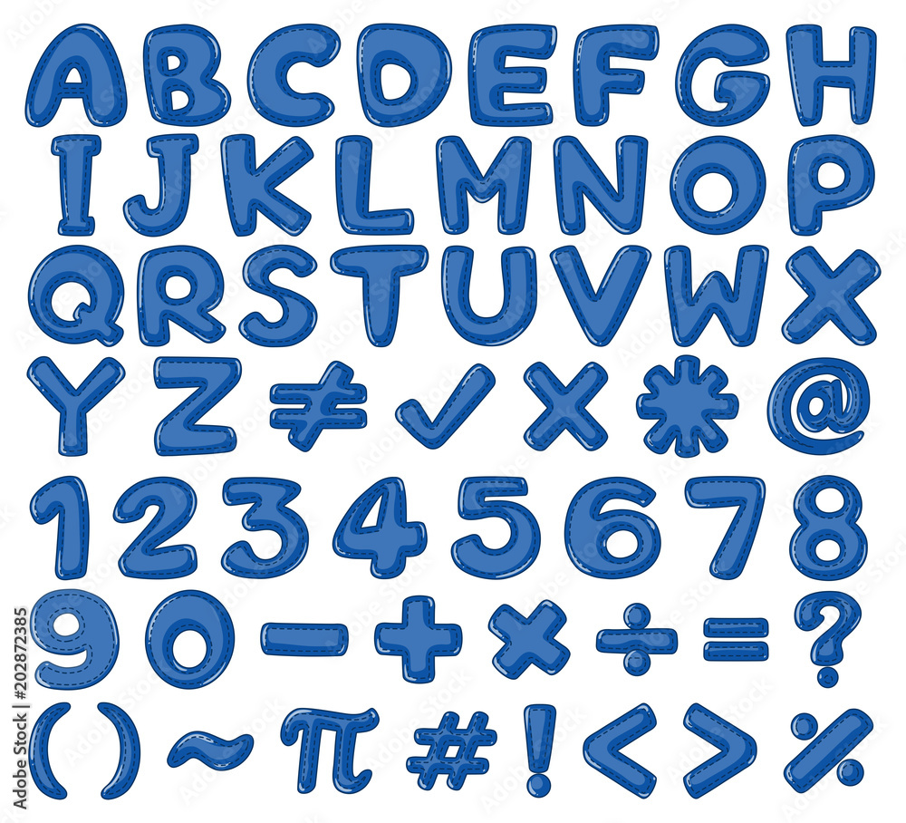 Blue English Alphabet and Number Blue English Alphabet and Number