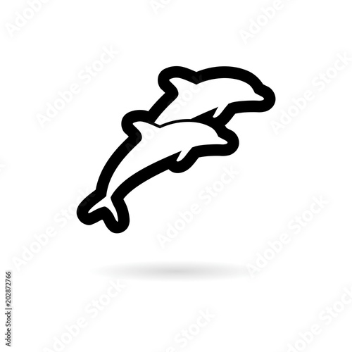 Dolphin fish animal silhouette icon, Silhouette dolphin
