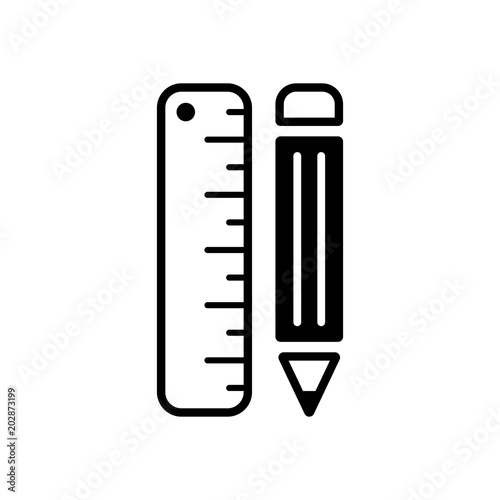 simple symbol of ruler and pencil