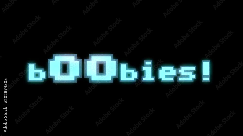 A glitchy noisy 8-bit screen with the word Boobies.
A glitchy noisy 8-bit screen with the word Boobies.