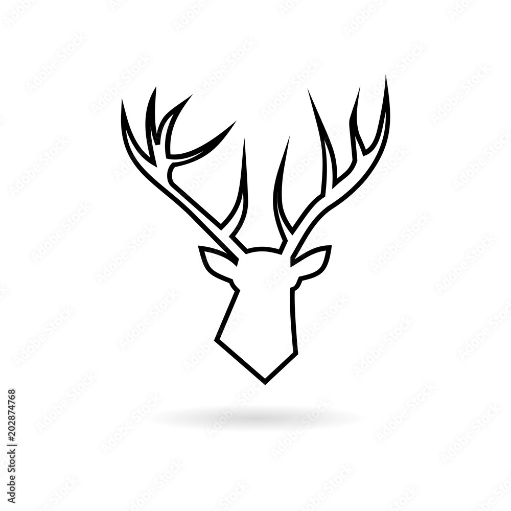 Vector line deer head icon Vector line deer head icon