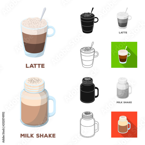 Different kinds of coffee cartoon,black,flat,monochrome,outline icons in set collection for design. Coffee drink vector symbol stock web illustration.