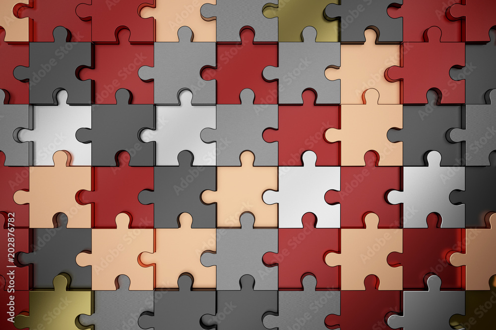 Metal puzzles background. 3D rendering. Metal puzzles background. 3D rendering.