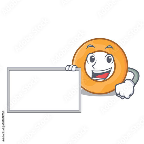 With board onion ring character cartoon