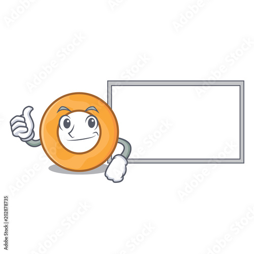 Thumbs up with board onion ring character cartoon