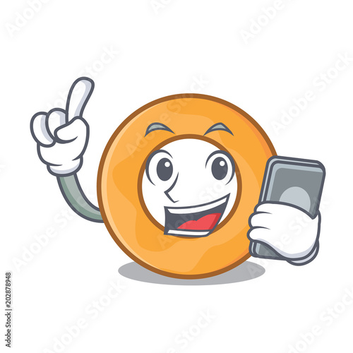 With phone onion ring character cartoon