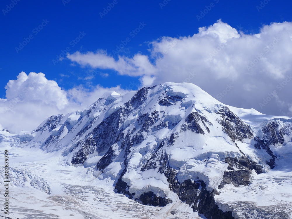 Lyskamm at Monte Rosa massif landscape of swiss alpine mountain range  glacier in Alps in SWITZERLAND from Gornergrat Stock Photo | Adobe Stock