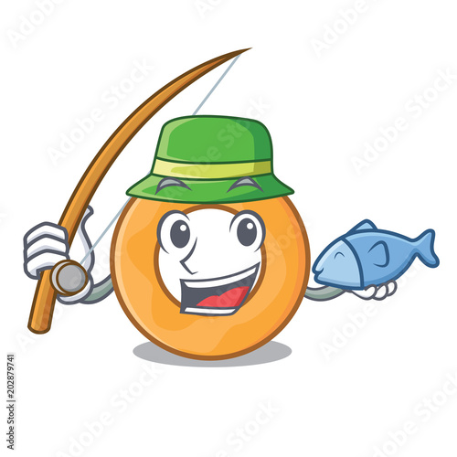 Fishing onion ring mascot cartoon