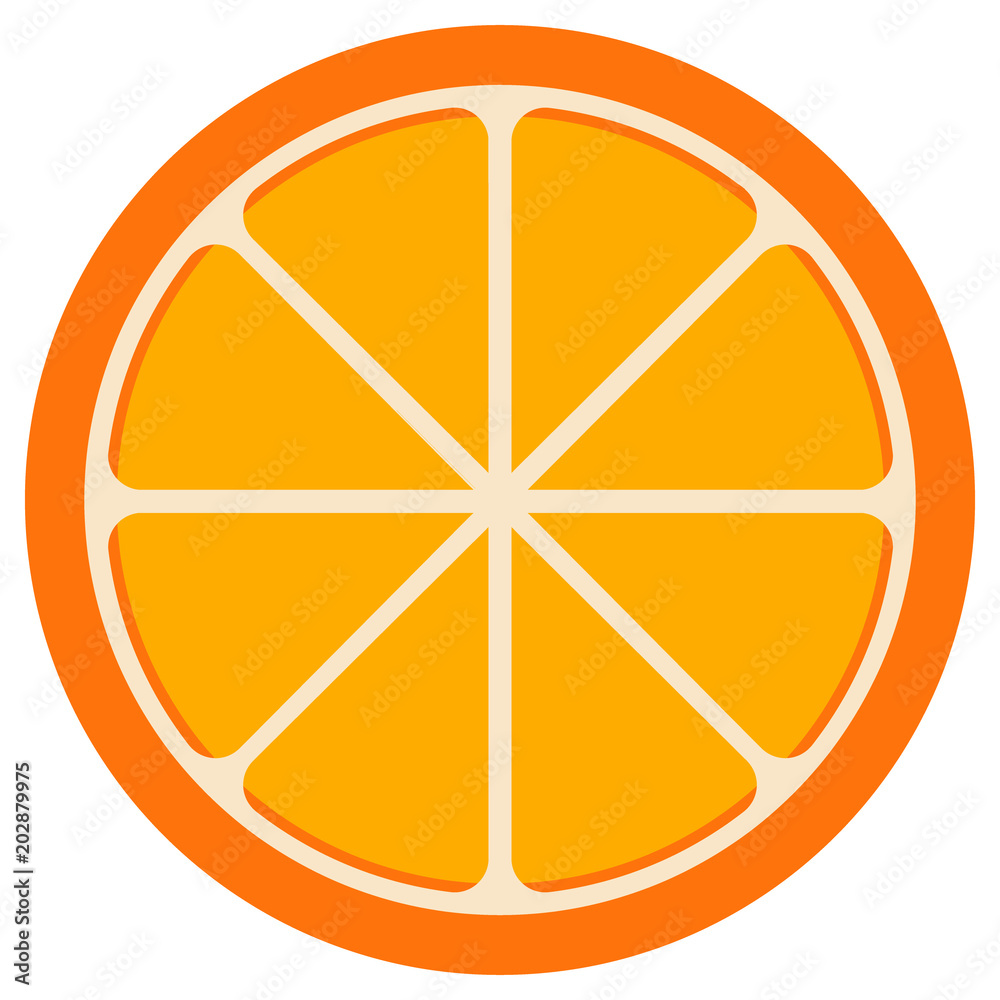 Sliced of orange fruit icon in a flat style isolated on white background. vector illustration. Sliced of orange fruit icon in a flat style isolated on white background. vector illustration.