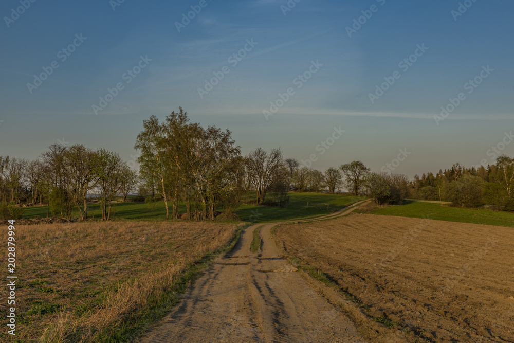 Sunset time in north Bohemia near Krkonose mountains