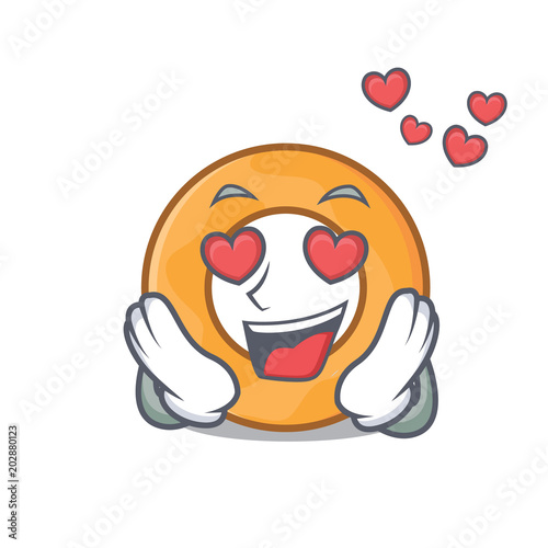 In love onion ring mascot cartoon