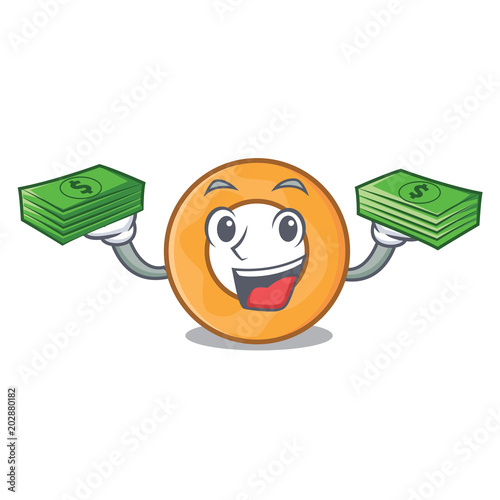 With money bag onion ring mascot cartoon