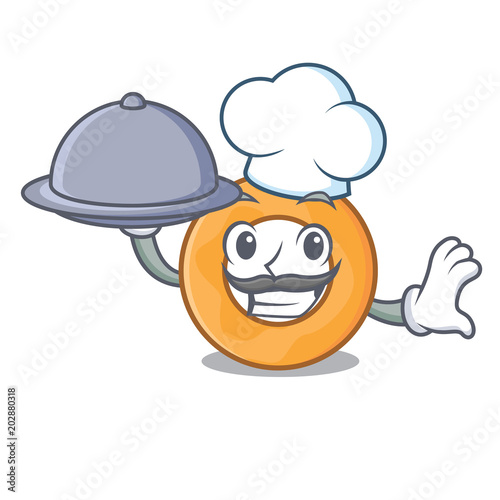 Chef with food onion ring mascot cartoon