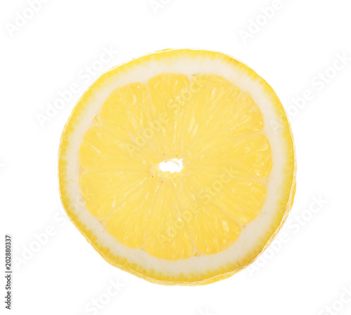 lemon slice isolated on white background closeup