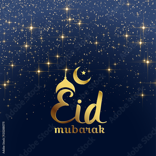 eid mubarak festival card with stars and sparkles