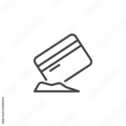 Credit card with cocaine outline icon. linear style sign for mobile concept and web design. Drugs abuse simple line vector icon. Symbol, logo illustration. Pixel perfect vector graphics