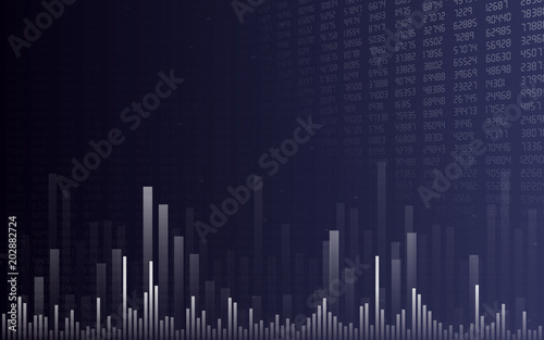 Graph chart of stock marGraph chart of stock market investment trading on dark background design. Bullish point,  financial chart, Trend of graph. Vector illustration