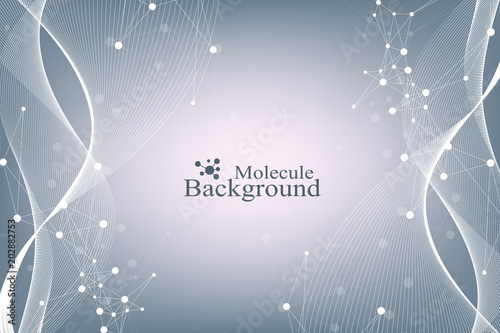 Scientific vector illustration genetic engineering and gene manipulation concept. DNA helix, DNA strand, molecule or atom, neurons. Abstract structure for Science or medical background