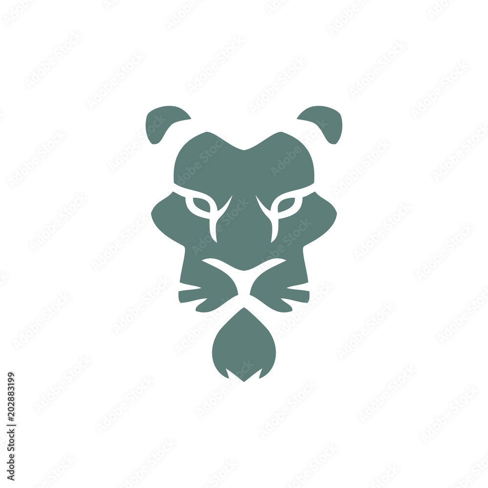 Logotipo cabeza de leon espacio negativo en fondo blanco Stock Vector |  Adobe Stock