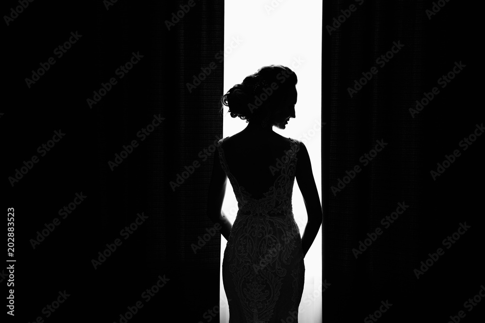 Wedding. Silhouette of the bride