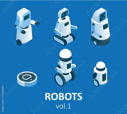 Vector isometric modern robotics icon set